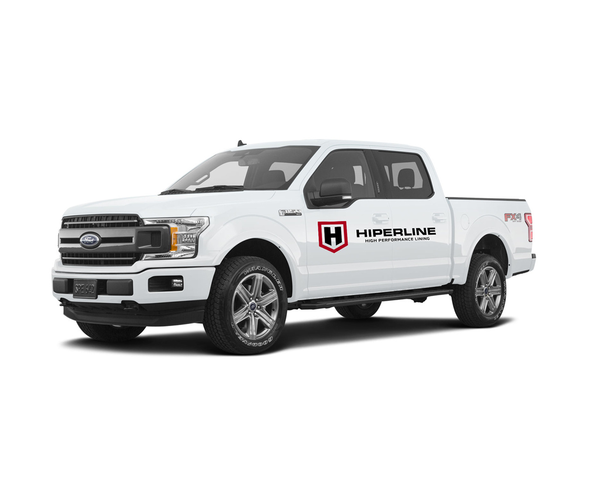 White Ford F-150 with Hiperline Logo